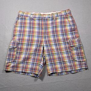 Nat Nast Shorts Mens 38 Cargo Madras Plaid Pockets Preppy Golf Inseam 10"